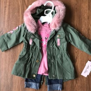 3 piece baby girl coat set